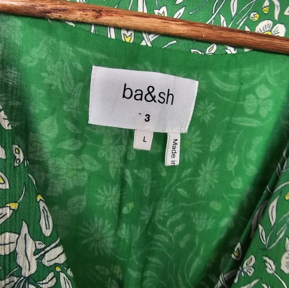 Ba&sh Aria Green Floral Midi Cutout Dress Size 3 US Large New With Tags - Picture 9 of 12